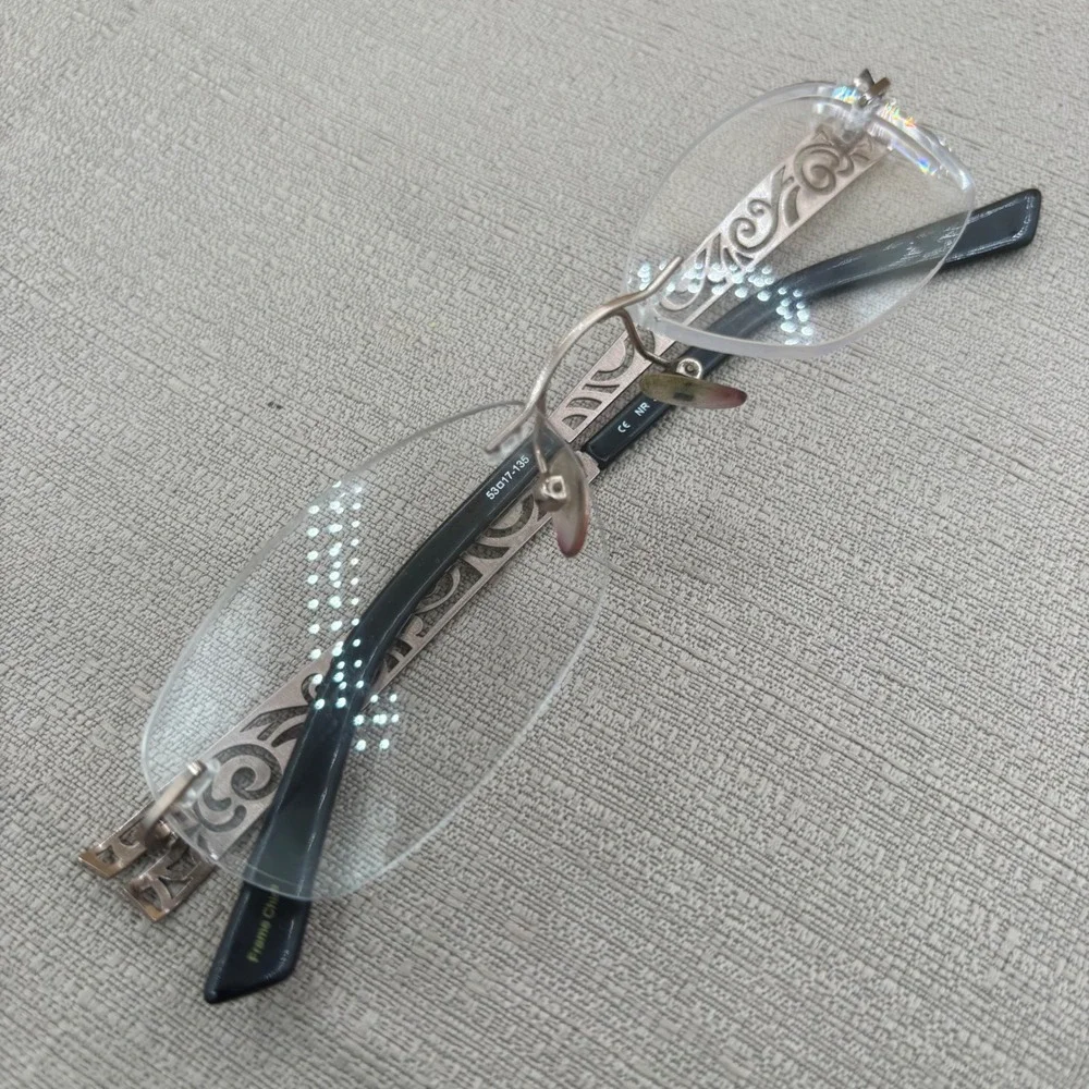 Y2K Office Siren Rimless‎ Filigree Eyeglasses Bronze Brown NR 339 BRN 53-17-135